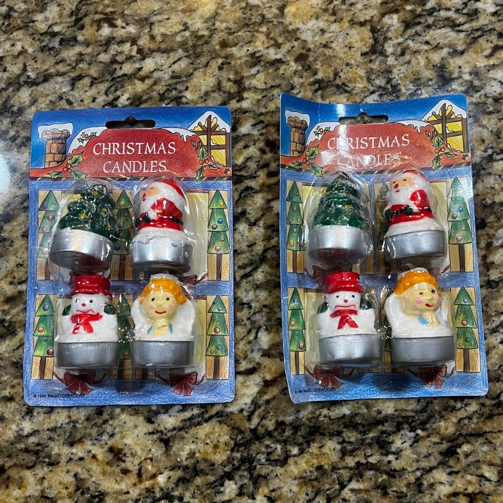 Vintage‎ 1996 Magic Creations Christmas Candles 2 Packs Santa Snowman Angel Tree